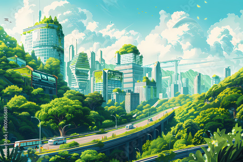 illustration depicting futuristic cities #800565689