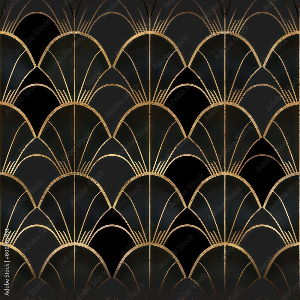 modern art deco pattern in gold on a black background modern art deco pattern in gold on a black background