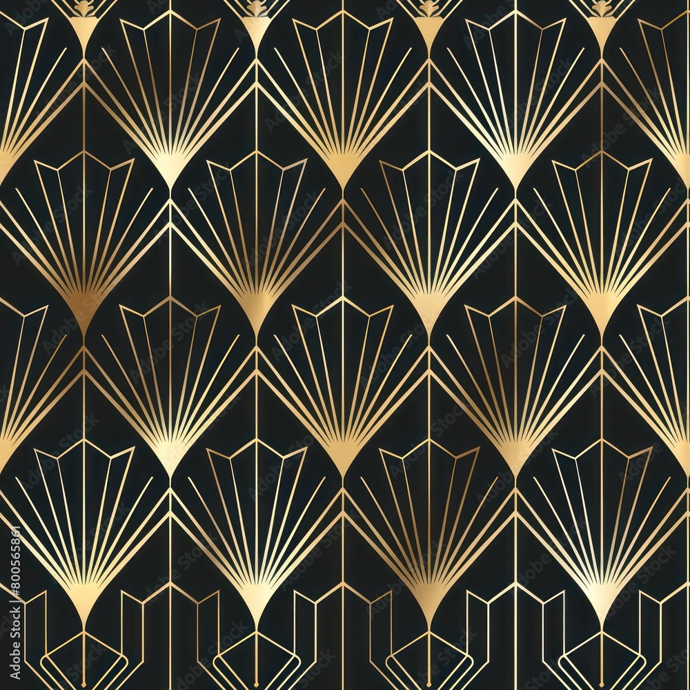 modern art deco pattern in gold on a black background modern art deco pattern in gold on a black background