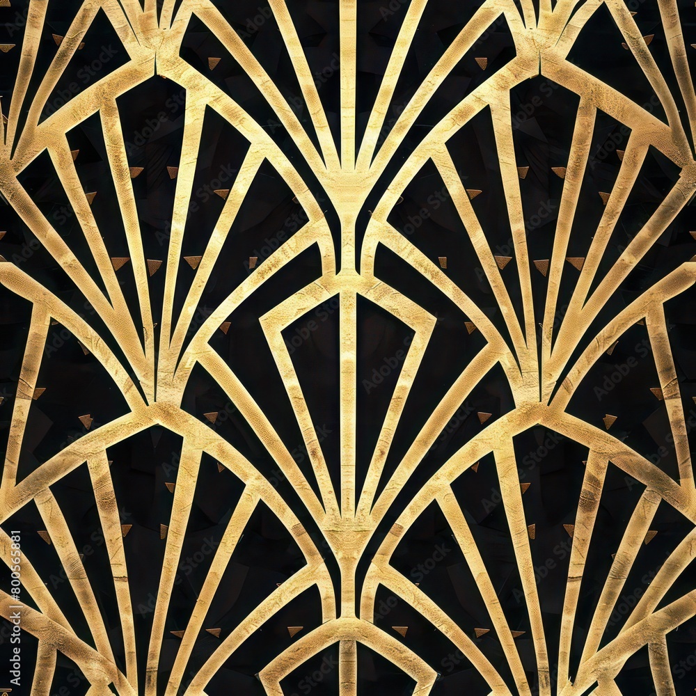 modern art deco pattern in gold on a black background modern art deco pattern in gold on a black background