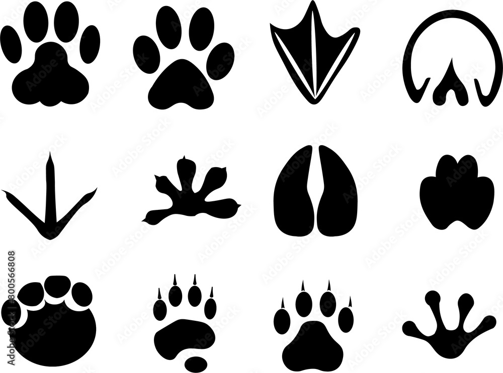 icon set of animal tracks. animal tracks as icons