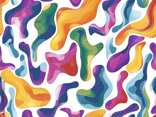 abstract surface pattern with organic fluid camouflage shapes and vivid colors on a white background