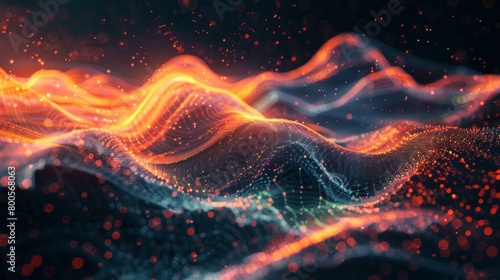 3d rendering of a landscape with glowing particles