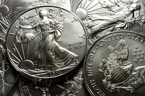 two U.S. Silver Eagle coins