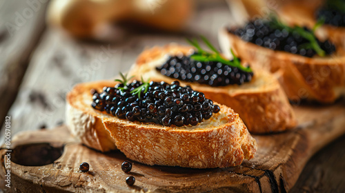 close up of luxury caviar on bread
