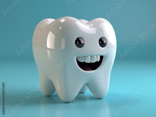 An anthropomorphized white tooth with a big grin, symbolizing joy and positive dental experiences