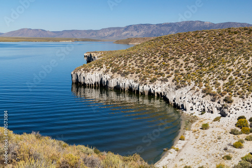 famous stone formations in the bay of the idyllic Crowley lake in california photo