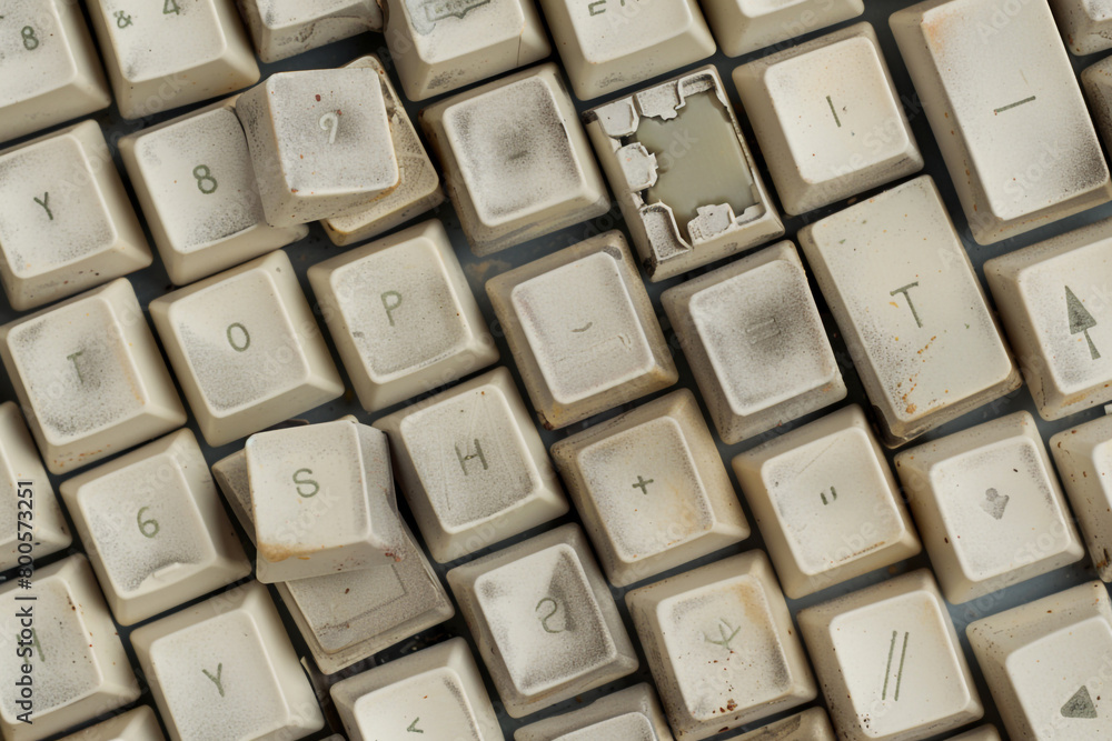 A keyboard with missing keys, representing the incomplete solutions provided by technology A keyboard with missing keys, representing the incomplete solutions provided by technology