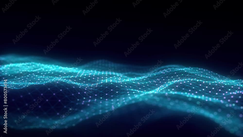 Music color wave of particles and lines. Big data visualization. Abstract blue background with a dynamic wave. 3d rendering. Music color wave of particles and lines. Big data visualization. Abstract blue background with a dynamic wave. 3d rendering.