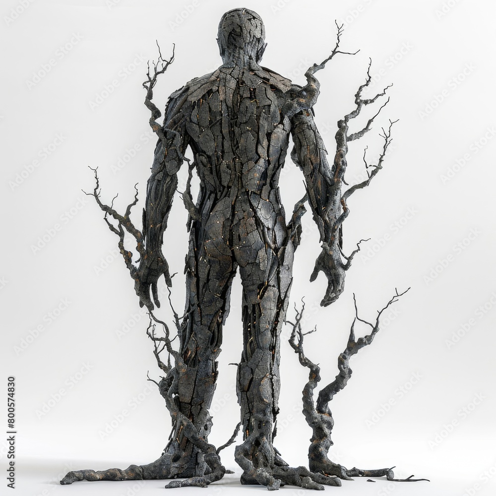 Fototapeta premium a sculpture of a man standing next to a tree