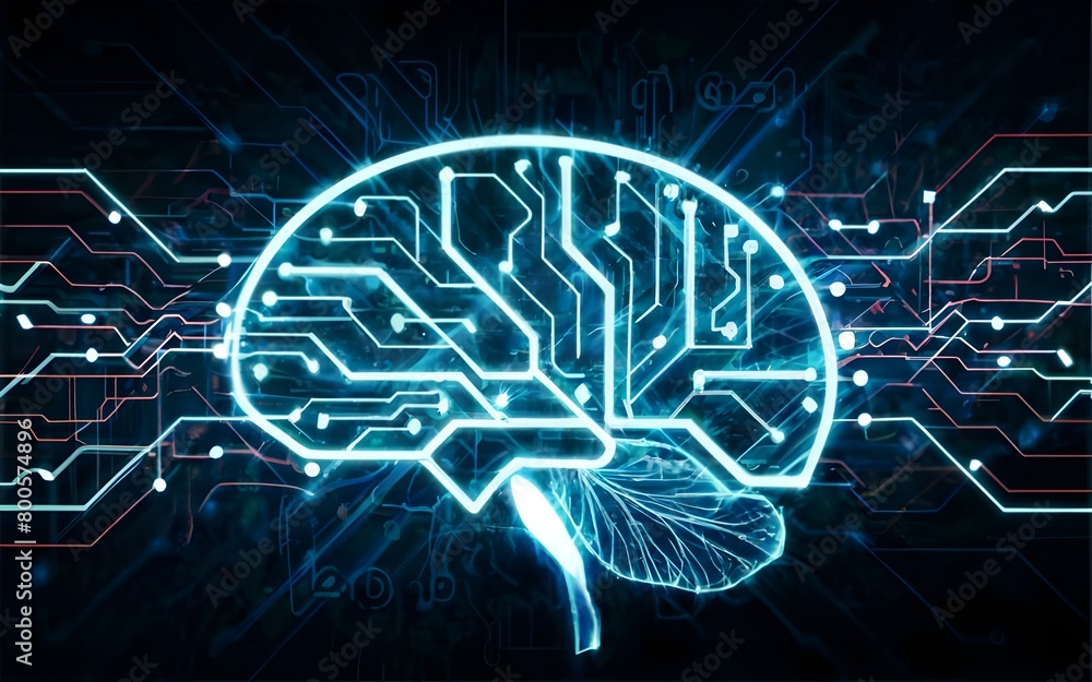 Brain with circuit board texture. Digital concept, stock photos Brain with circuit board texture. Digital concept, stock photos