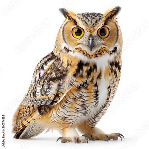 a close up of an owl with big yellow eyes