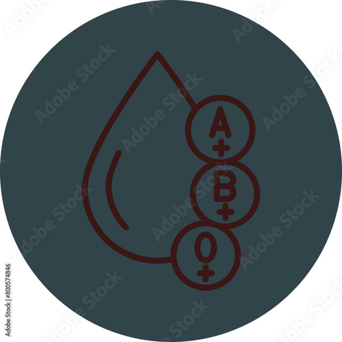 Blood Types Grey Red Line Circle Icon Line Circle Icon