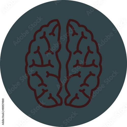 Brain Grey Red Line Circle Icon Line Circle Icon