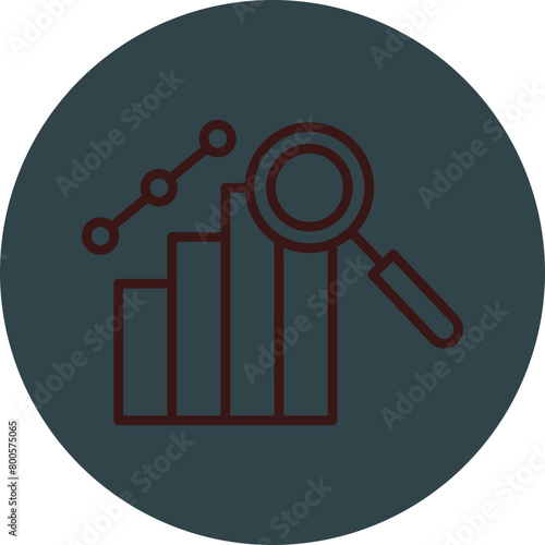 Statistical Analysis Grey Red Line Circle Icon Line Circle Icon photo