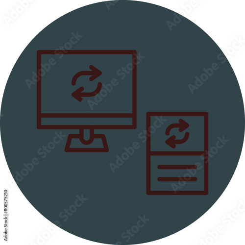 Data Synchronization Grey Red Line Circle Icon Line Circle Icon