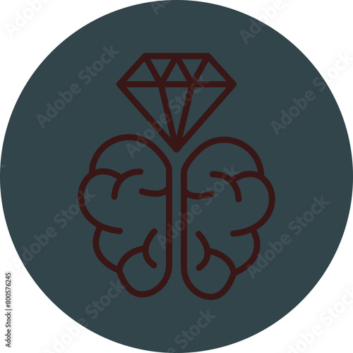 Brilliant Brain Grey Red Line Circle Icon Line Circle Icon