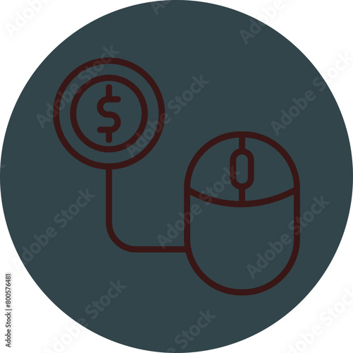 Pay Per Click Grey Red Line Circle Icon Line Circle Icon