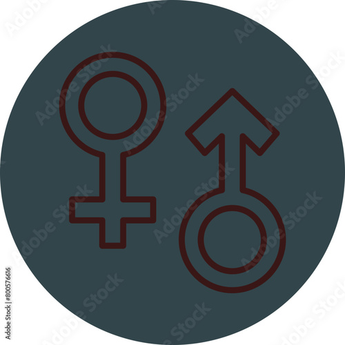 Gender Grey Red Line Circle Icon Line Circle Icon