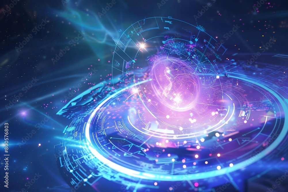 Obraz premium Hallucinogen Zodiac Astrology Illustration: Artificial Intelligence in Focus