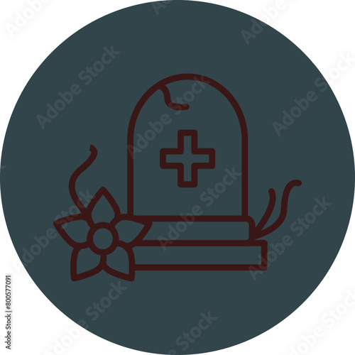 Grave Grey Red Line Circle Icon Line Circle Icon