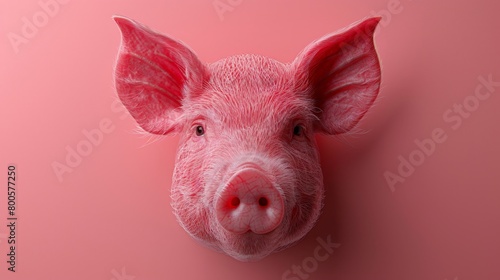 a pig head on a pink background