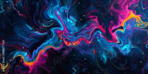 Vibrant Neon Swirls onDark Canvas - Abstract Art in Colorful Motion photo