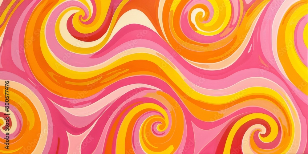 Psychedelic retro orange color swirls abstract pattern in JPEG format.