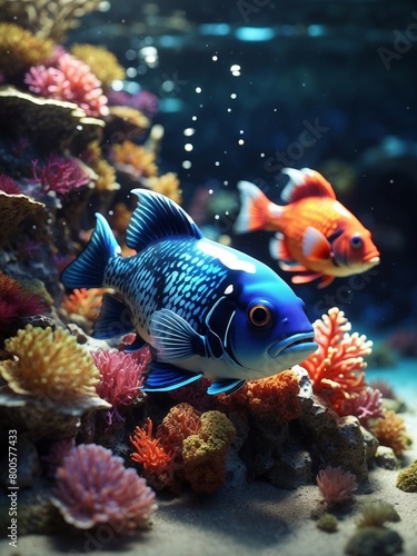 The underwater world of the ocean on the theme of World Oceans Day generate ai © BONDET LUCKY