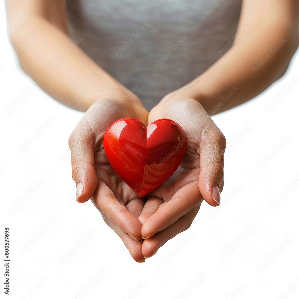a woman holding a red heart in her hands a woman holding a red heart in her hands