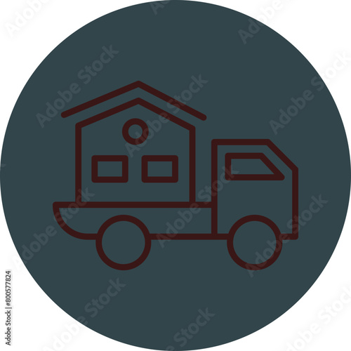 Moving Home Grey Red Line Circle Icon Line Circle Icon