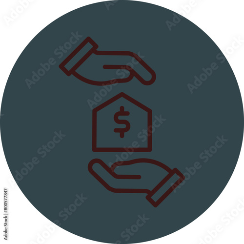 Loan Grey Red Line Circle Icon Line Circle Icon