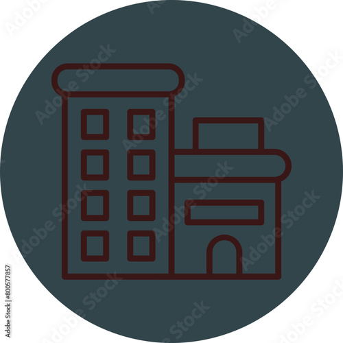Appartment Grey Red Line Circle Icon Line Circle Icon