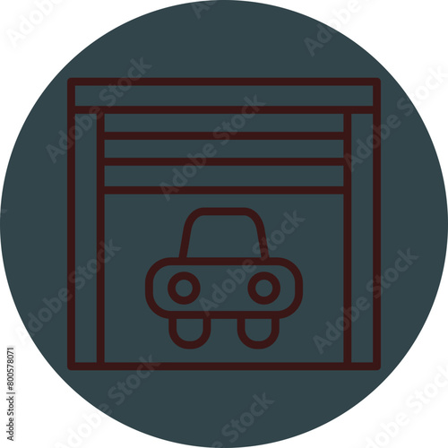 Garage Grey Red Line Circle Icon Line Circle Icon