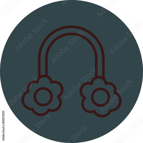 Earmuff Grey Red Line Circle Icon Line Circle Icon