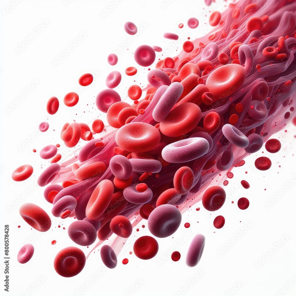 Fototapeta premium Erythrocytes blood cell wave Human blood globulins isolated on a white background