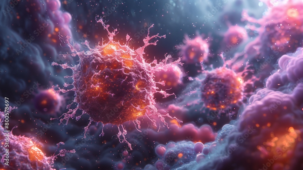 Obraz premium Intricate Viral Particle Visualization
