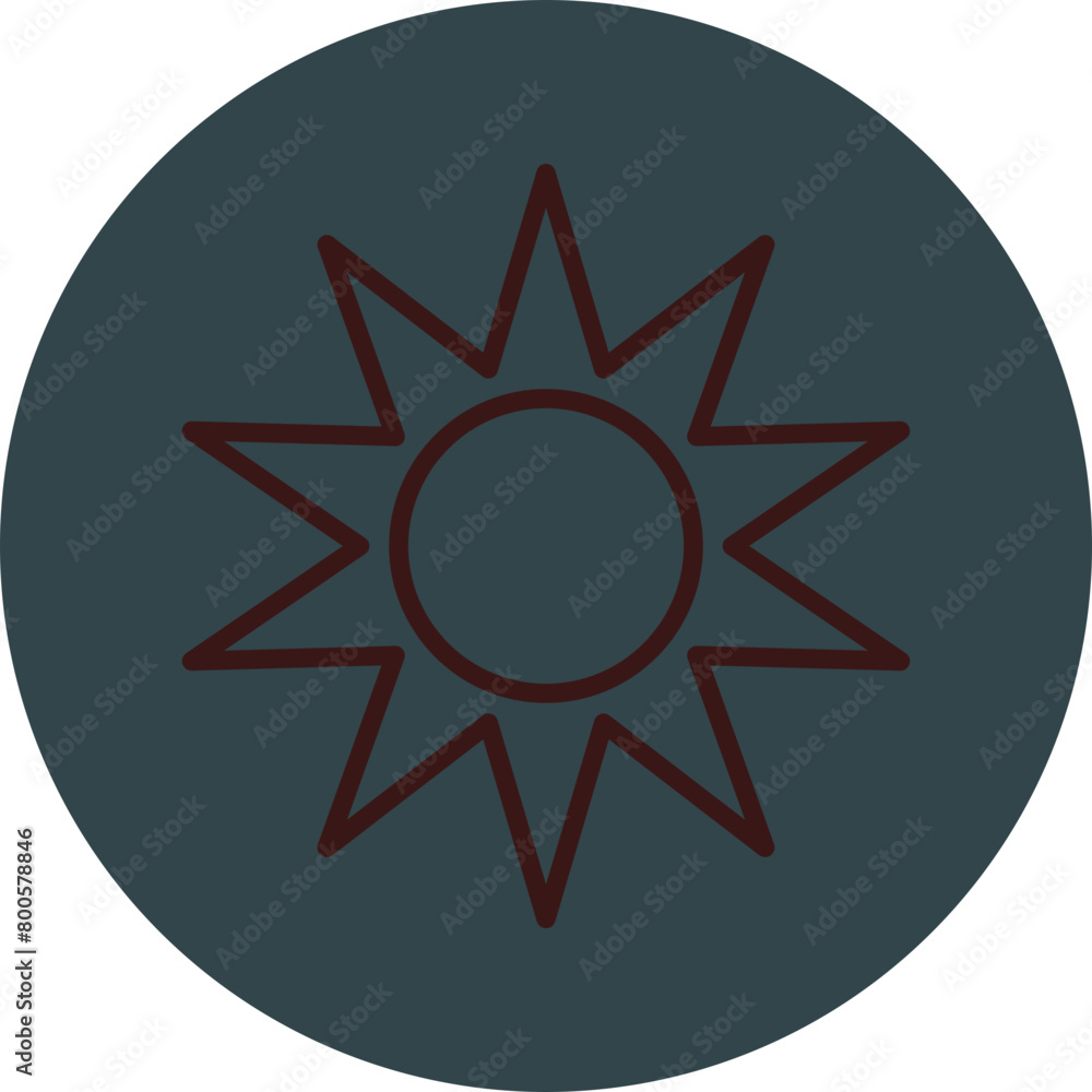 Sun Grey Red Line Circle Icon Line Circle Icon