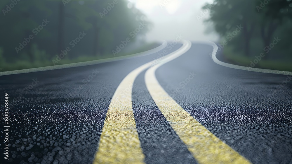 Naklejka premium realistic empty road. For car advertising background. Leading line path and large copy space area