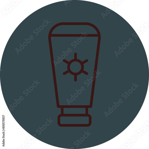 Sunscreen Grey Red Line Circle Icon Line Circle Icon