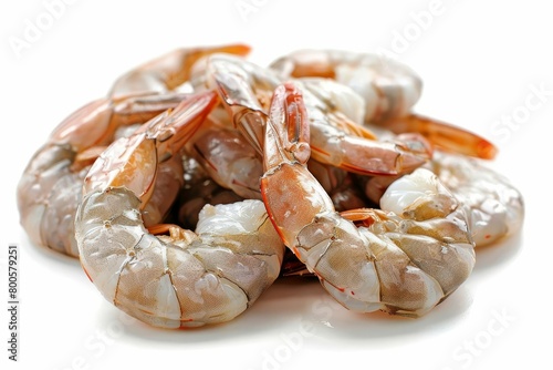 fresh jumbo shrimp isolated on white seafood ingredient closeup food photography photo
