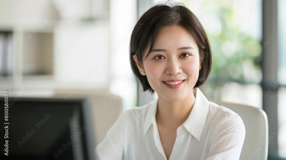 A confident businesswoman with a stylish short haircut reflects professionalism and modern corporate elegance A confident businesswoman with a stylish short haircut reflects professionalism and modern corporate elegance