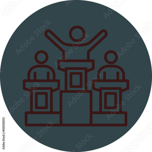 Victory Grey Red Line Circle Icon Line Circle Icon