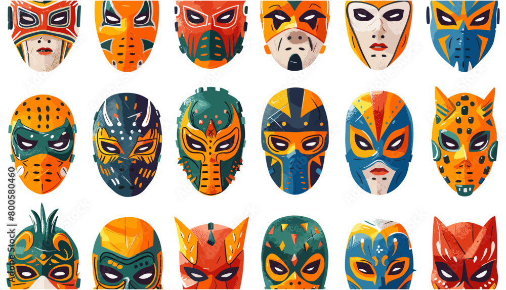 Hand drawn modern Vector illustration, Traditional Mexican wrestling ...