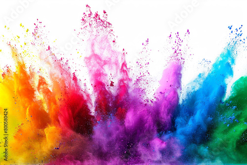 A rainbow of Holi powder colors splashed against a white background providing a vivid and lively wallpaper 