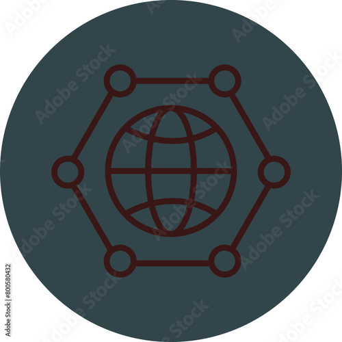 Rendering Grey Red Line Circle Icon Line Circle Icon