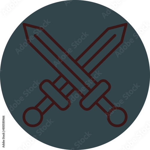 Sword Grey Red Line Circle Icon Line Circle Icon