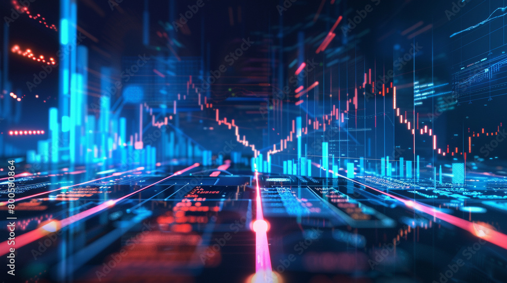 Abstract Business Finance Graphic: Blue Color Tone with Digital Elements on Futuristic Screenshot Background Abstract Business Finance Graphic: Blue Color Tone with Digital Elements on Futuristic Screenshot Background