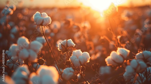 Irish bog cotton field in the evening sunlight, soft focus blurry background. AI generated illustration photo