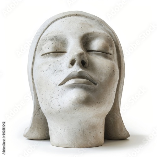 a sculpture of a woman's head with eyes closed